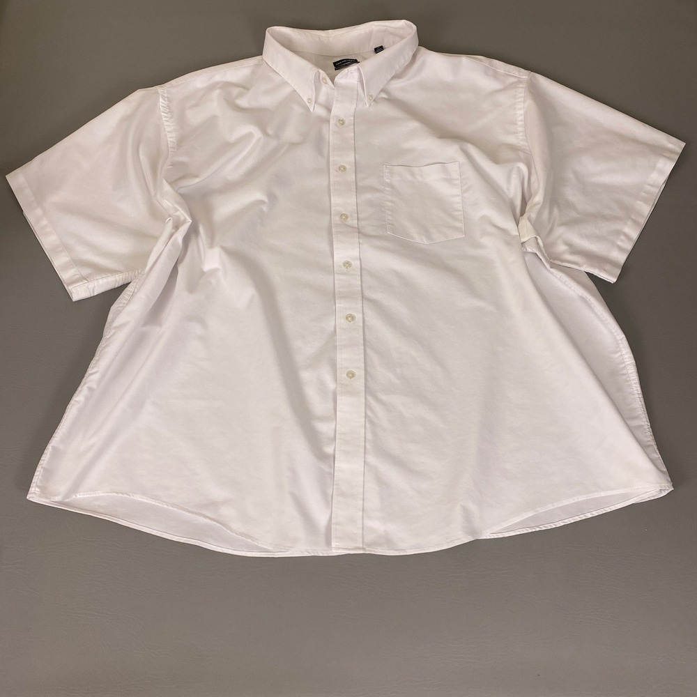 Van Heusen Free Button Down Shirt Men's Size 22 White Short Sleeve Wrinkle